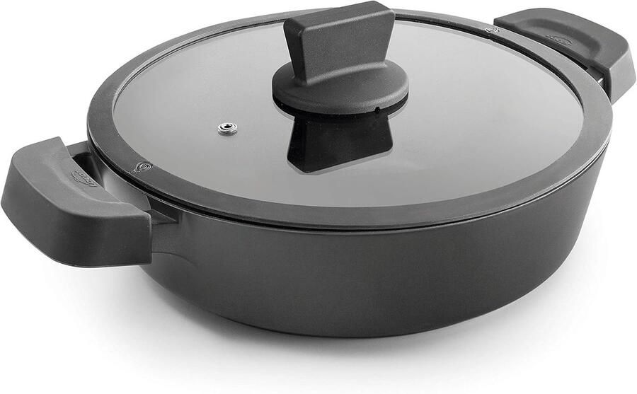 Lage Braadpan 36 cm Gietaluminium Inclusief Glazen Deksel Geschikt voor Alle Warmtebronnen