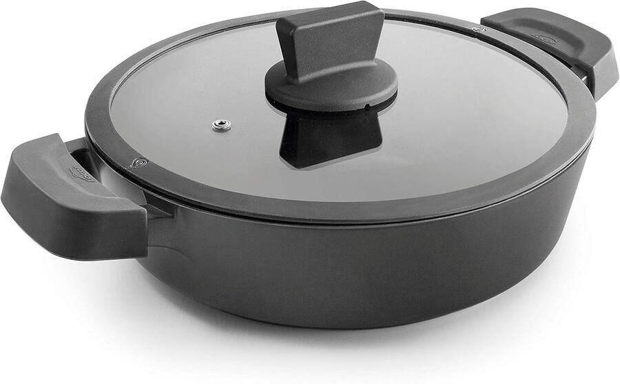 Lage Braadpan Gegoten Aluminium Pan Gerechten Bereiden Inductie Diffusor Basis 36 cm Diameter Grijs