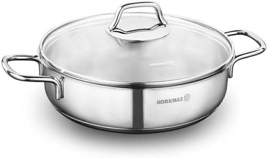 Lage Braadpan Kookpan Deksel Gelijkmatig Koken Tri-Ply Basis 3 Liter Zilver