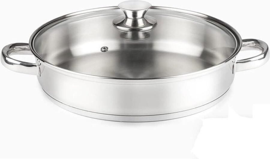 Lage Kookpan Sauspan Steelpan Koken Bakken Inductie Geschikt Ø 28 cm Staal