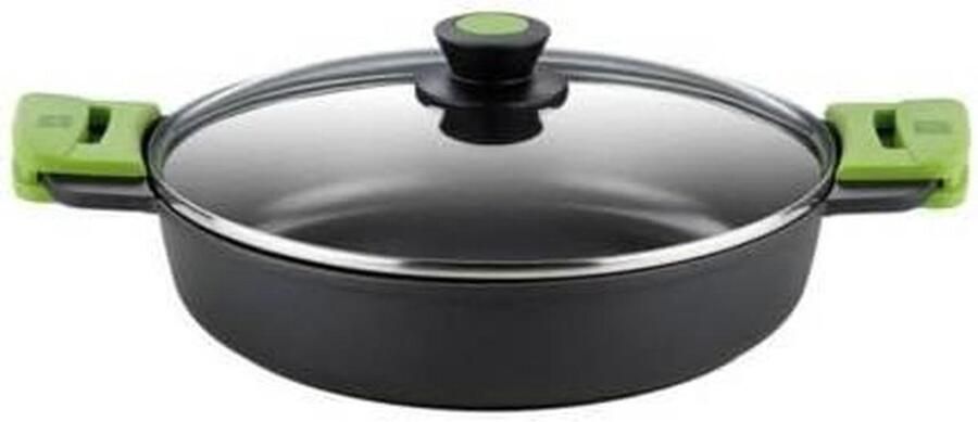 Lage kookpan Steelpan Koken en sudderen Inductie geschikt 36 cm Zwart