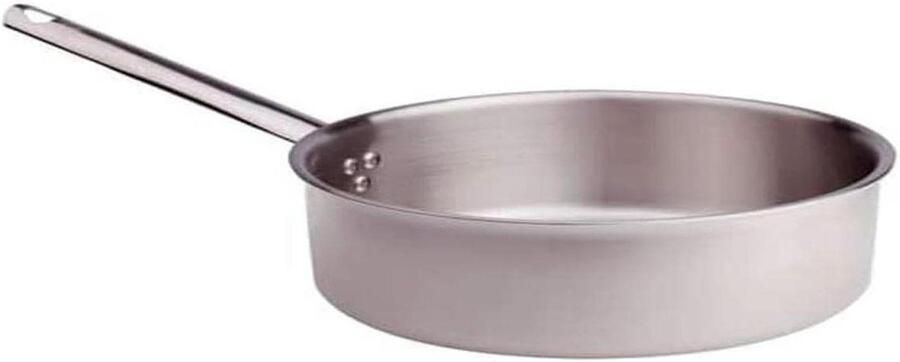 Lage Ovenpan Kookpan Steelpan Koken op Inductie Trilaminaat Bodem 16 cm Zilver Zwart