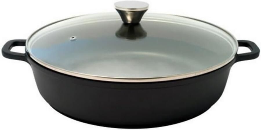 Lage slowcooker Gegoten braadpan Royale gerechten PFAS-vrije keramiek 65 liter Zwart