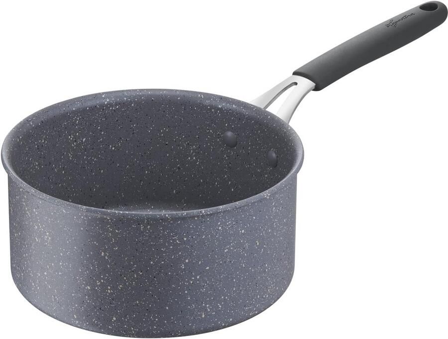 Lagostina Tempra Mineraal lange handgreep van staal en aluminium met mineralencoating Ø 16 cm handvat van siliconen steenlook geschikt voor alle warmtebronnen