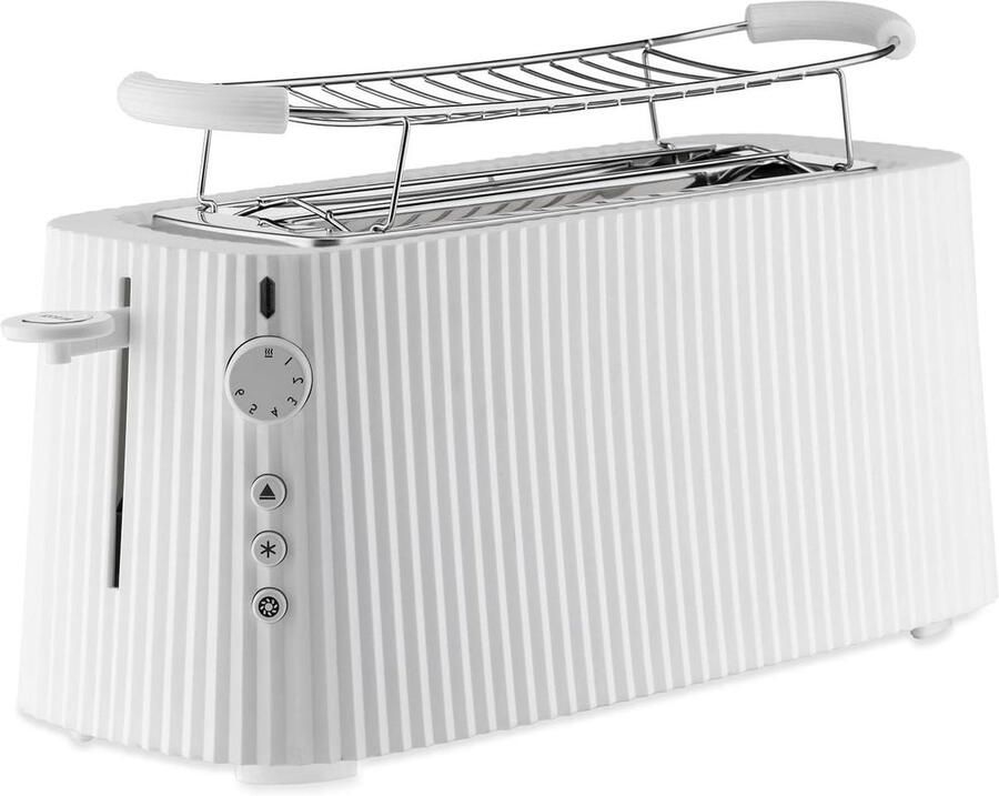 Lange Broodrooster Dubbel Broodrooster Ontbijt Bereiden Zes Bruiningsniveaus 46.5 cm Lengte Wit