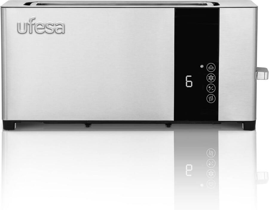 Lange Broodrooster met 1 Brede Sleuf LCD Touchpaneel 7 Bruiningsstanden & RVS