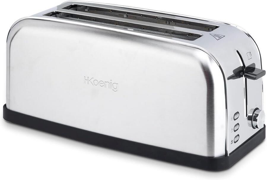 Lange Sleuf Broodrooster met 7 Warmtestanden voor 4 Broodjes of Baguette