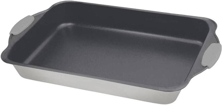Langwerpige Braadslede Ovenschaal Bakvorm Oven Gebruik Antiaanbaklaag 40 cm Satijngrijs
