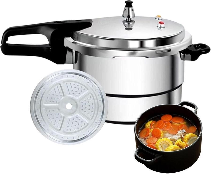 Large Pressure Cooker 7L Instant with Steaming Raack Kitchen Pots Safetty Stainless Pressure Canner for Induction Electric Stove Soup Chicken Rice Cooking Home Apartments