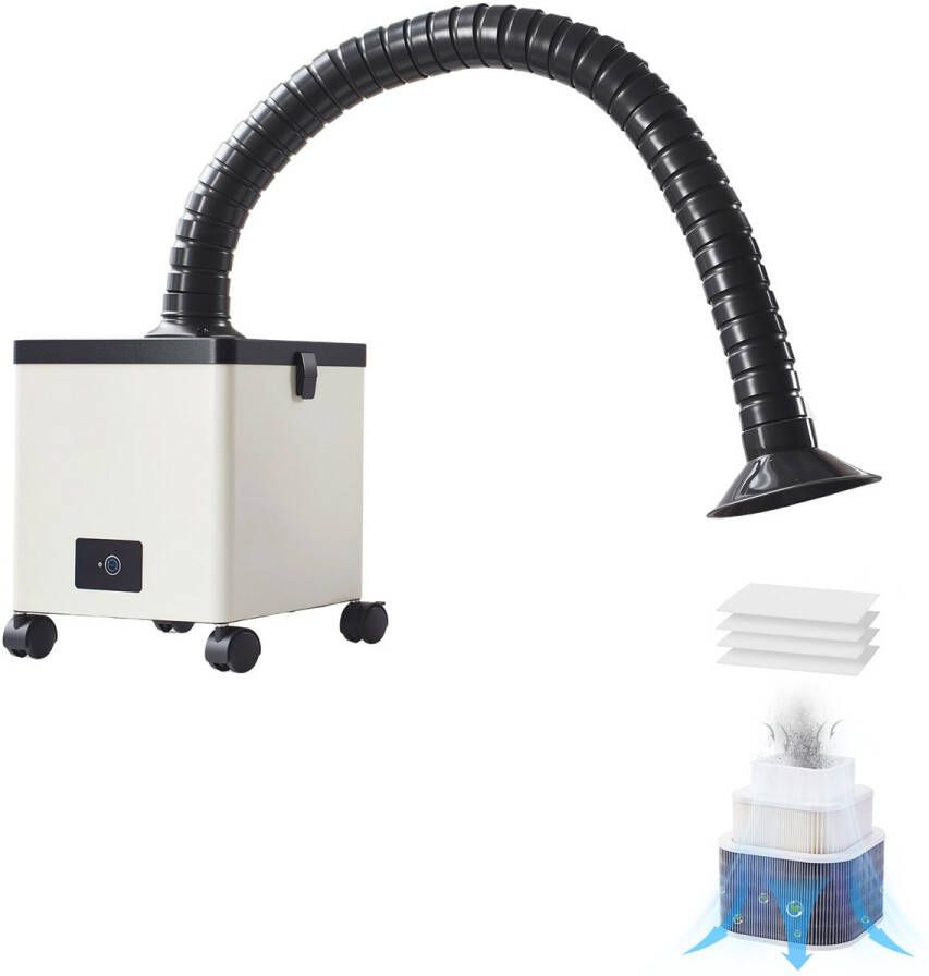 Lasrookafzuiger met Borstelloze 85W Motor voorzien van 3-Traps Filters en Instelbare 3-Snelheden 200 m³ u Rookafzuiging voor Solderen Graveren Doe-Het-Zelf Werkzaamheden