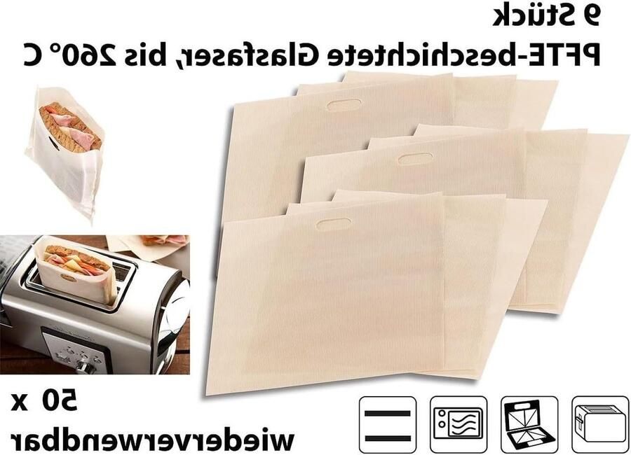 LATRAT Toaster Bags Pack of 10 Reusable Non-Stick Coating Premium Toaster Bags Toaster Bag for Sandwich Panini Snacks for Microwave Grill