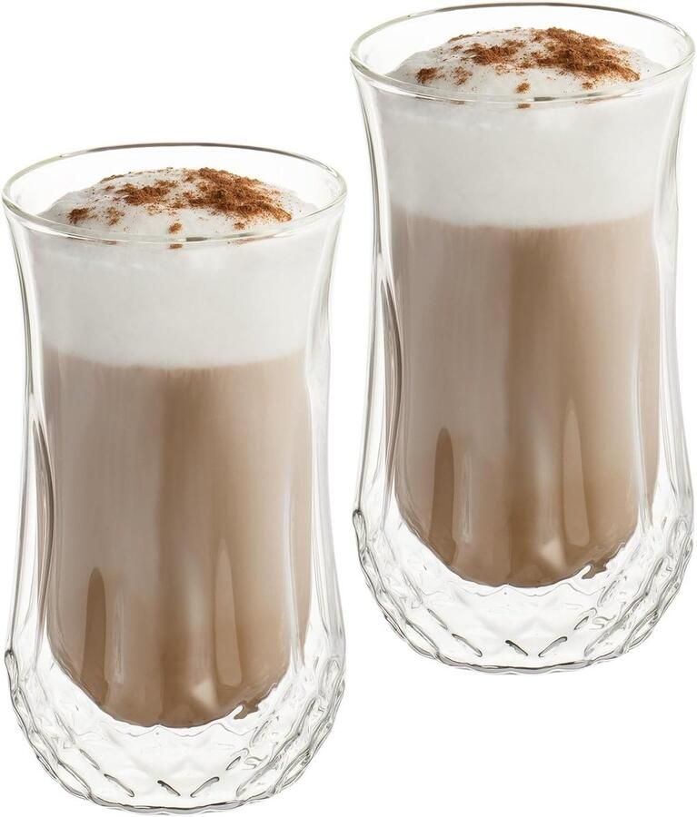 Latte Macchiato-glazen set van 2x280ml dubbelwandige koffieglazen van borosilicaatglas kwaliteitsglas cappuccino ijskoffie mokken thermoglazen theeglazen dubbelwandig isolerende
