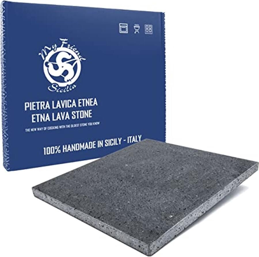 Lavasteen Grillplaat 39 x 35 cm voor Gezond Koken met Vlees en Vis