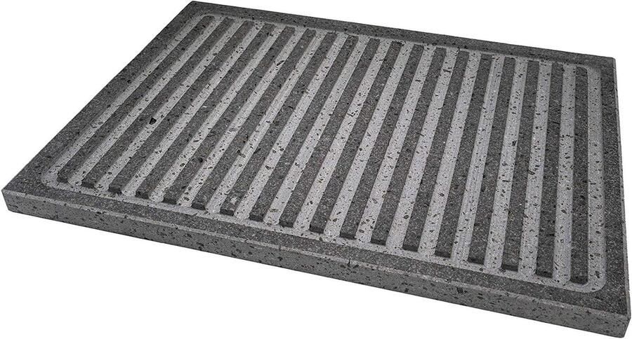 Lavastenen Grillplaat Bakplaat Steengrill Buiten Koken Natuursteen Gemaakt 40 x 30 cm Grijs
