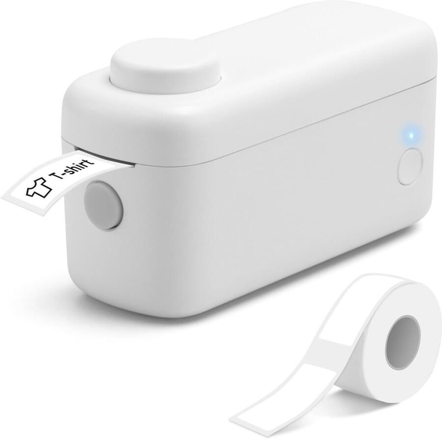 LBP160W Mini Bluetooth-labelmaker met tape inktloze thermische labelprinter met snijder oplaadbare handheld stickermaker met meer dan 1700 pictogrammen voor kantoor school en doe-het-zelf–wit