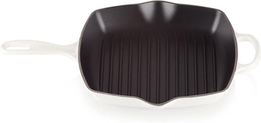 Le Creuset Grillpan Vierkant Grillit Pannen Gezond Grillen Gietijzeren Kwaliteit 26x26cm Wit