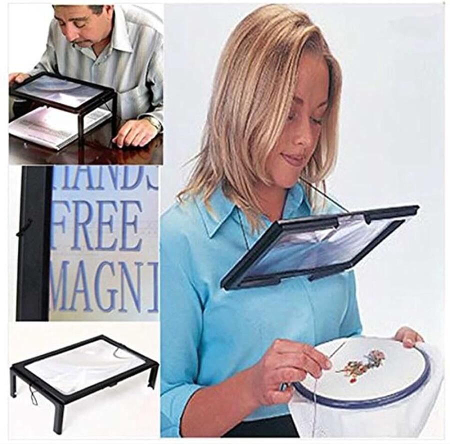 LED A4 pagina grote handen vrij vergrootglas 3 X vergrootglas lezen & koord