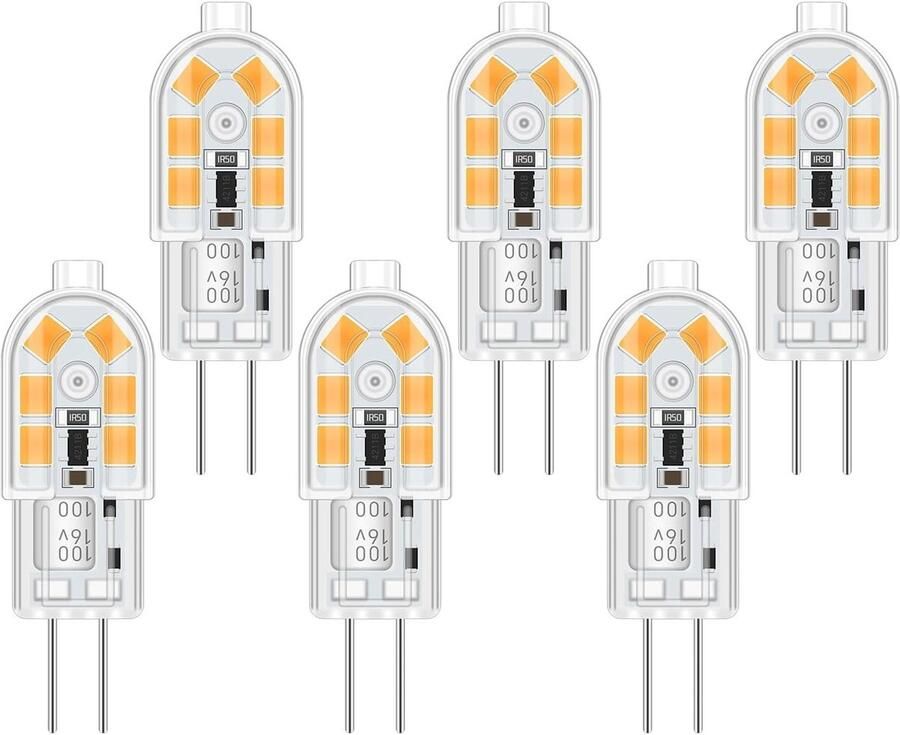 LED G4 12V Warm Wit 2W voor Afzuigkap 12 SMD 200LM Vervangende Halogeen Spot G4 10W 20W Niet Dimbaar Pen Socket Verlichting G4 12V AC DC voor Ingebouwde Spots Set van 6 Energiezuinig en Langdurig Gebruik