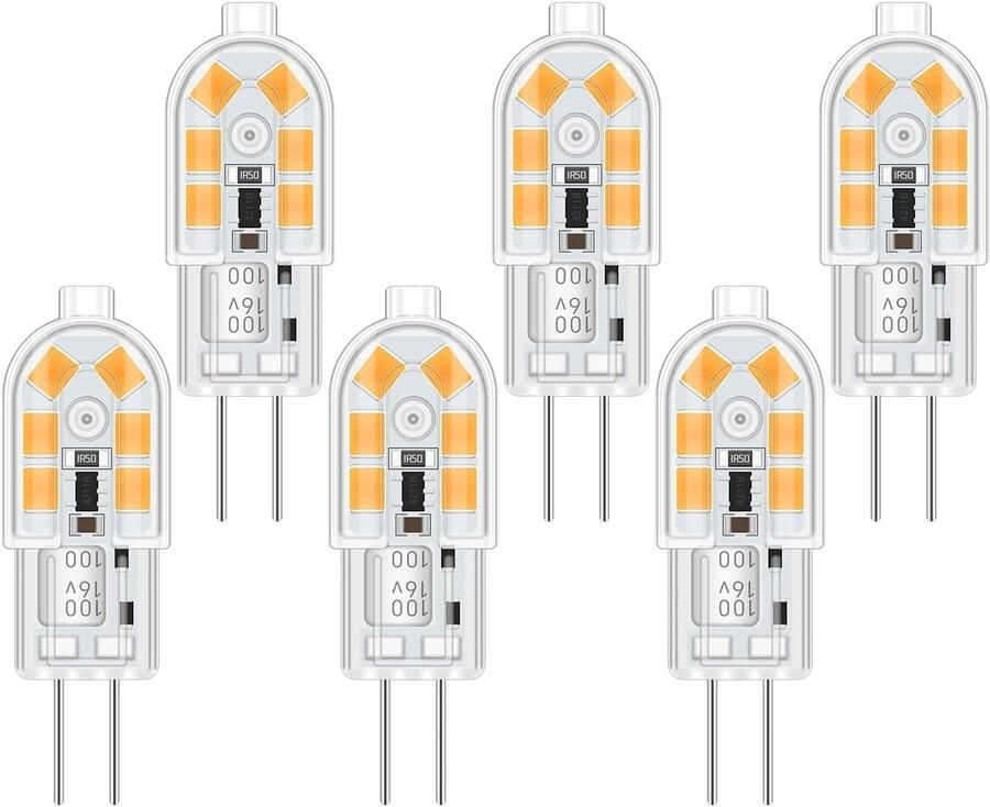 LED G4 12V Warm Wit 2W voor Afzuigkap 12 SMD 200LM Vervanging Halogeen Spot G4 10W 20W Niet Dimbaar Pen Socket Verlichting G4 12V AC DC voor RV Inbouwspots Set van 6 met Lange Levensduur en Energiezuinigheid