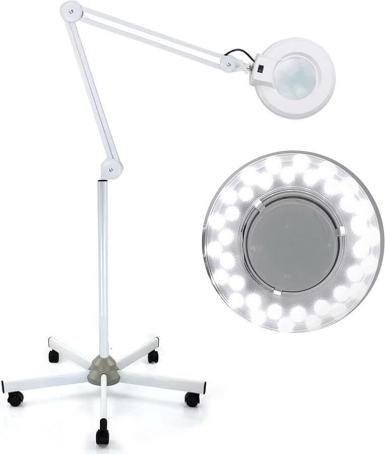 Led-vergrootlamp met standaard staande loep leeslamp 5 x vergroting vergrootglas met licht hoogteverstelling 24 W