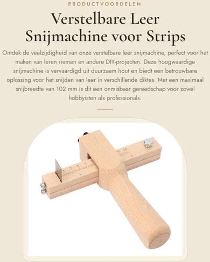 Dailygoods- Lederen Snijmachine Hoogwaardige Hout Verstelbare Snijmachine Professionele Gereedschap Voor Leren Strips Tot 102 mm Breed Eenvoudig Vervangbare Mes Bandzaag