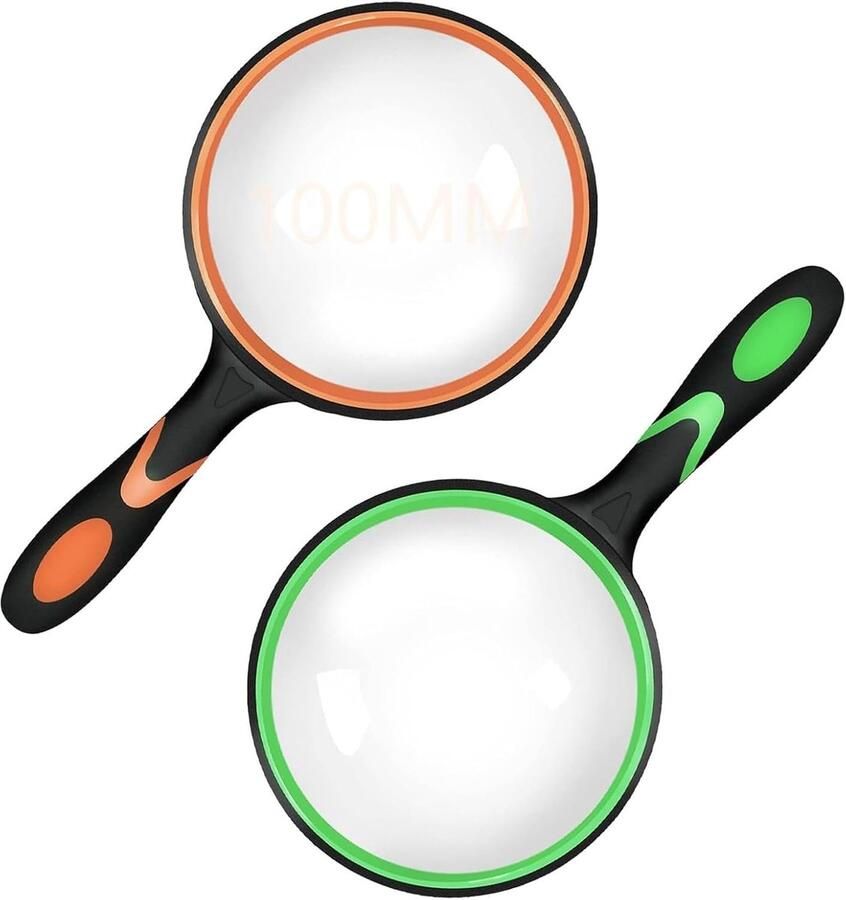 Leesloep 100 mm voor senioren vergrootglas 10-voudige grootte handloep 2 stuks onbreekbaar antislip zachte handschacht 10 x vergrootglas voor natuurobservatie kranten lezen