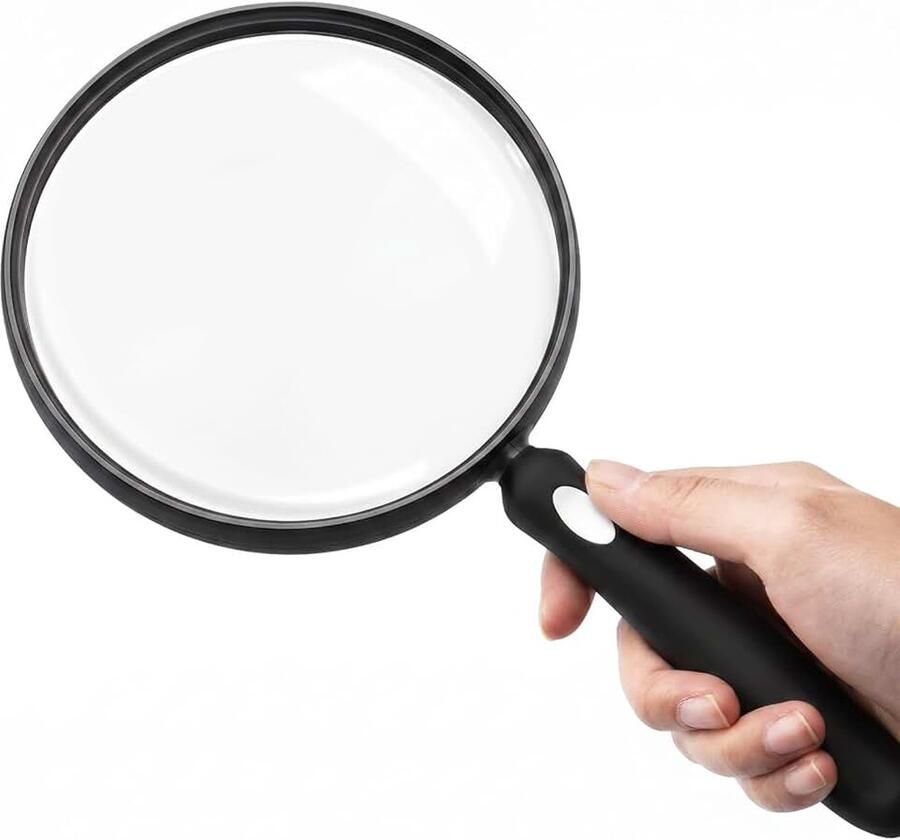 Leesloep 2 5x 10x vergroting grote lens licht en stevig ABS siliconen 110 mm handloep voor senioren om kranten te lezen en kleine letters te bekijken antislip zwart