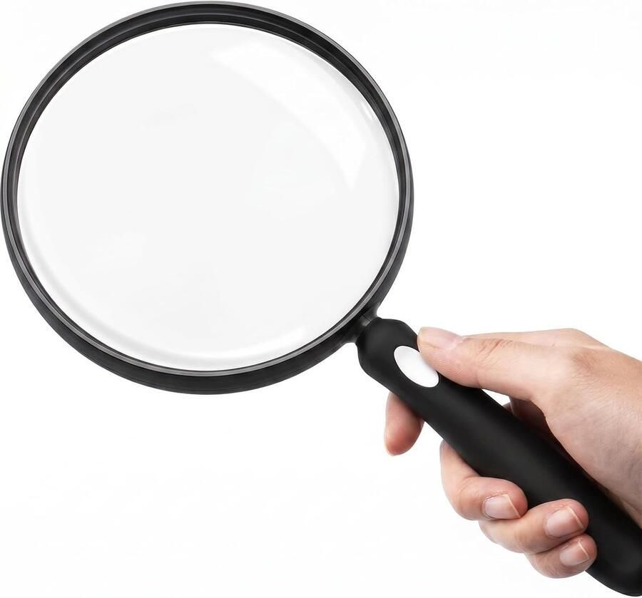 Leesloep 2 5x 10x vergroting grote lens licht en stevig ABS siliconen 110 mm handloep voor senioren om kranten te lezen en kleine letters te bekijken antislip zwart
