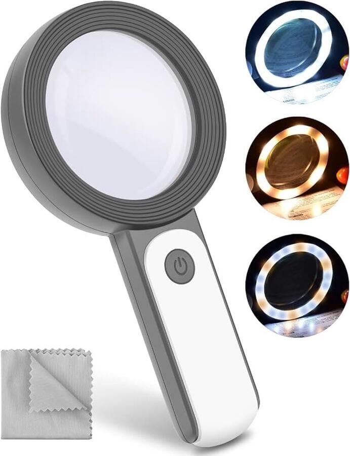 Leesloep met licht 30x vergroting 18 leds 3 modi handloep met helderheid dubbele glazen lens senioren om te lezen hobby handwerk munten postzegels inspectie