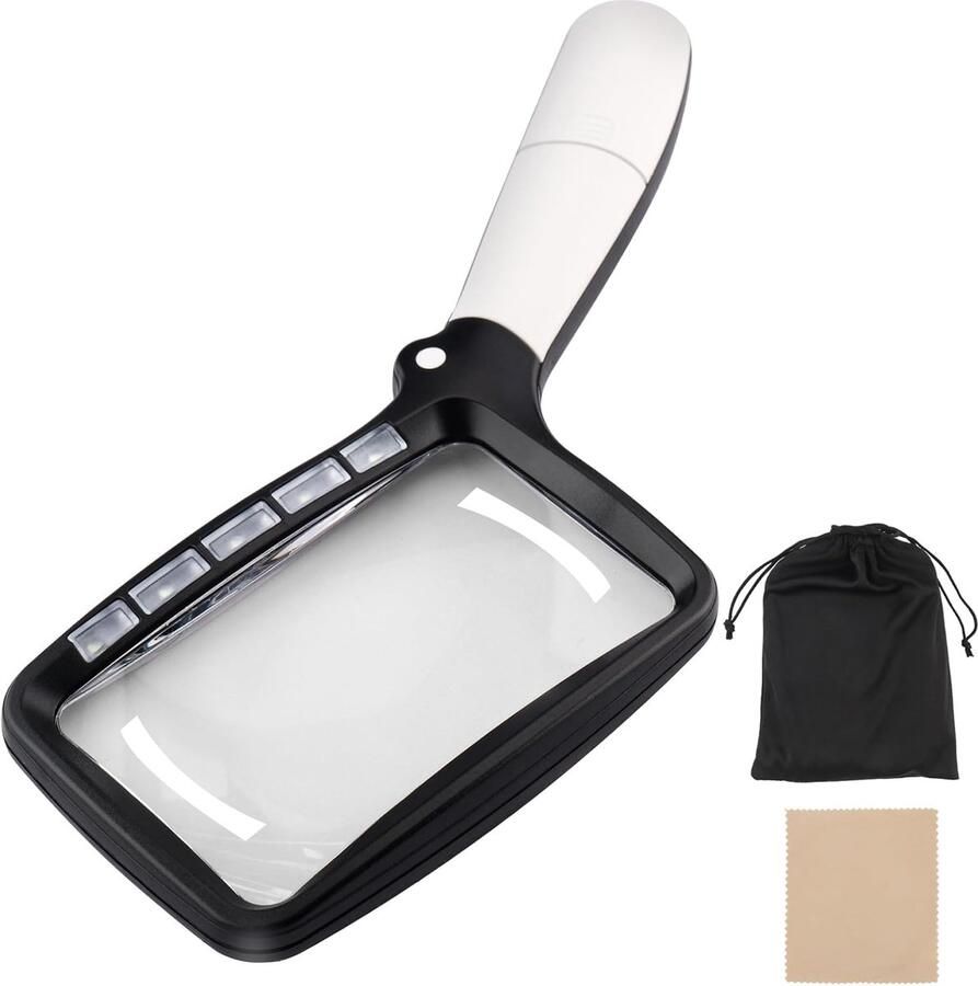 Leesvergrootglas met licht 3 x vergrotingsvergrootglas met 5 leds praktisch en draagbaar voor senioren kinderen vrije tijd klokkenmaker collectie