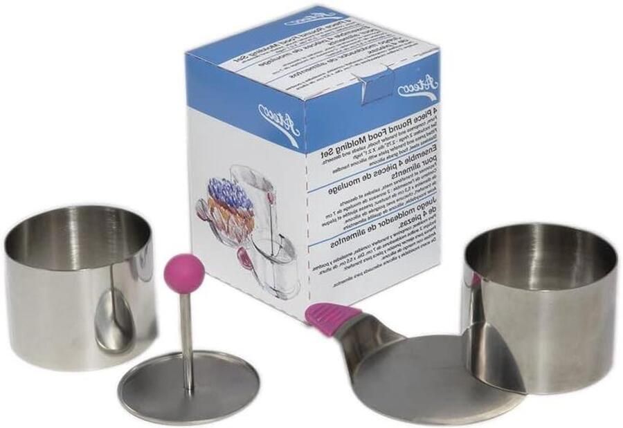 Levensmiddelvormen set Dessertringen Desserts maken Roestvrij staal 4-delig Zilver