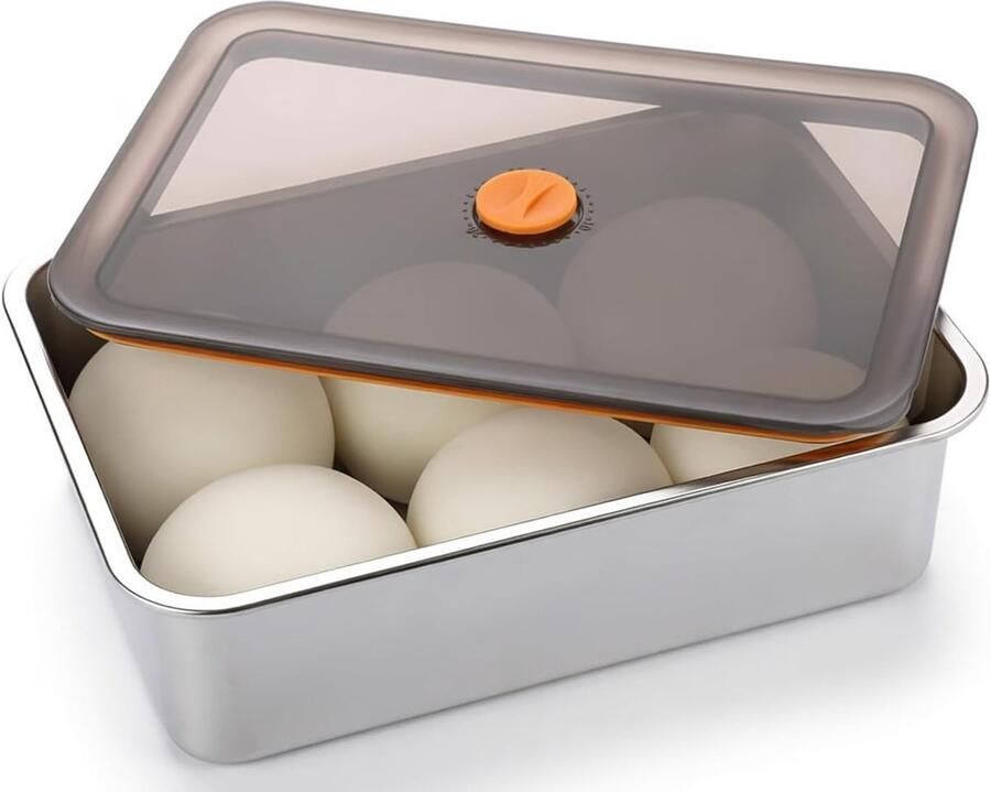 Lichte RVS Pizza Box met Deksel voor Brooddeeg Fruit Salade Taart en Vlees (30 x 21 x 8.5 cm)