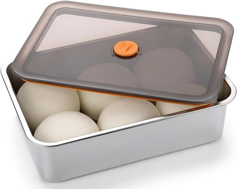 Lichte RVS Pizza Box met Deksel voor Deeg Fruit Salade Taart en Vlees (30 x 21 x 8.5 cm)