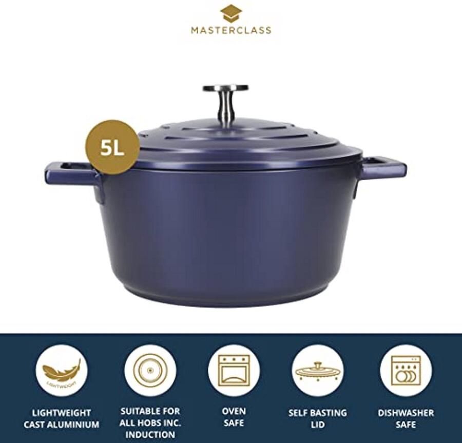 Lichtgewicht Braadpan met Deksel van Gegoten Aluminium Ideaal voor Koken en Stoofschotels