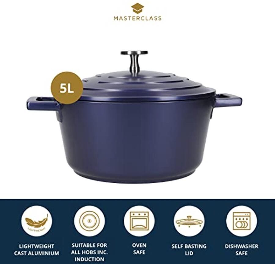 Lichtgewicht Braadpan met Deksel van Gegoten Aluminium Ideaal voor Koken en Stoofschotels