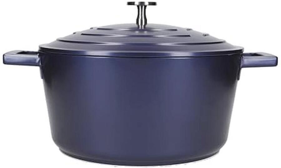 Lichtgewicht Braadpan met Deksel van Gegoten Aluminium voor Inductie en Oven Metallic Blauw