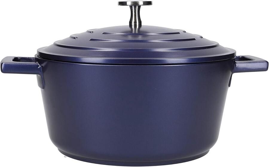 Lichtgewicht Braadpan Stoofpan Gegoten Aluminium Langzaam Garen Antiaanbaklaag 2.5 Liter Blauw