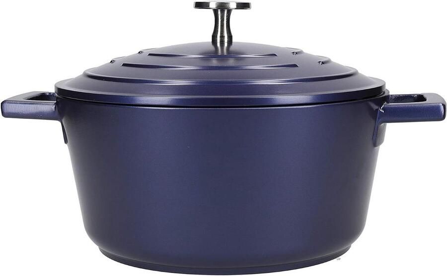 Lichtgewicht Braadpan Stoofpan Gegoten Aluminium Langzaam Garen Kookplaat Oven Veilig 2.5 Liter Blauw