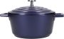 Lichtgewicht Braadpan met Deksel Gegoten Aluminium Stoofpan Geschikt voor Inductiekookplaat en Oven Metallic Blauw - Thumbnail 2