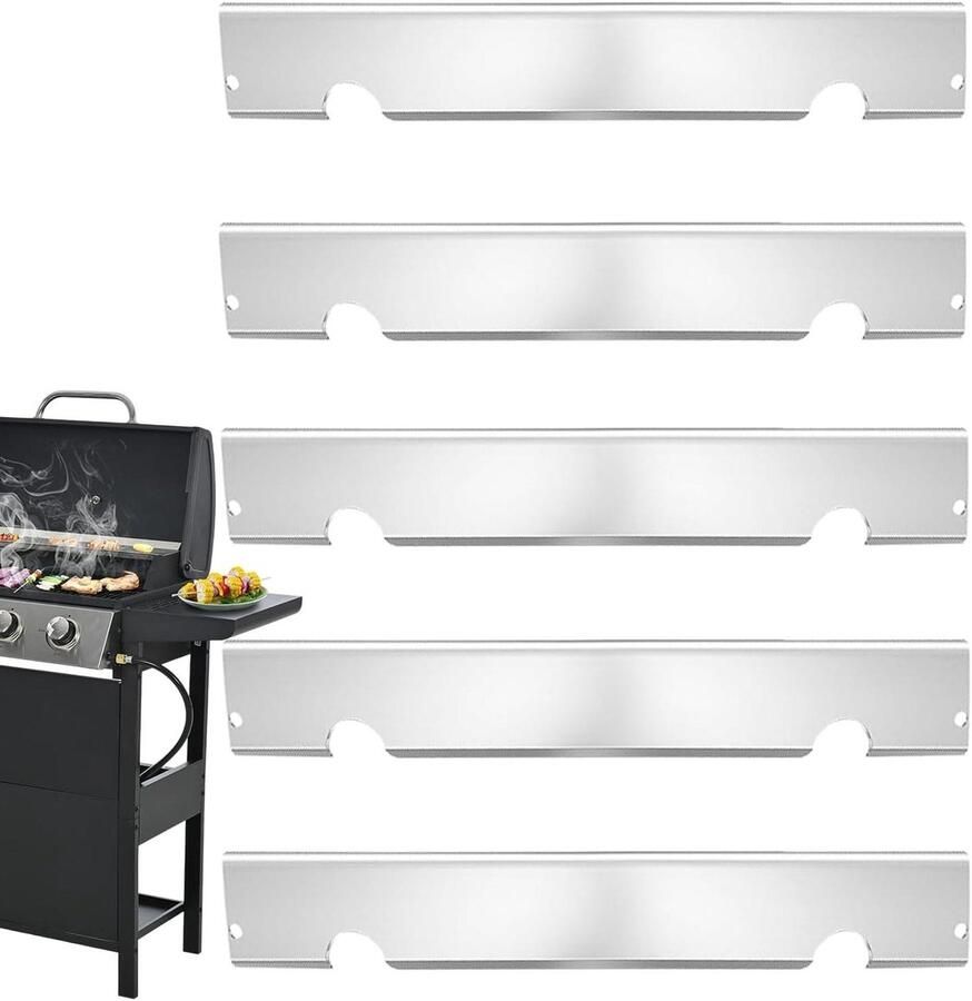 Lichtgewicht Grillplaat BBQ Hitteplaat Buiten Koken Directe Vlamafscherming 46 x 16 x 16 cm Zilver
