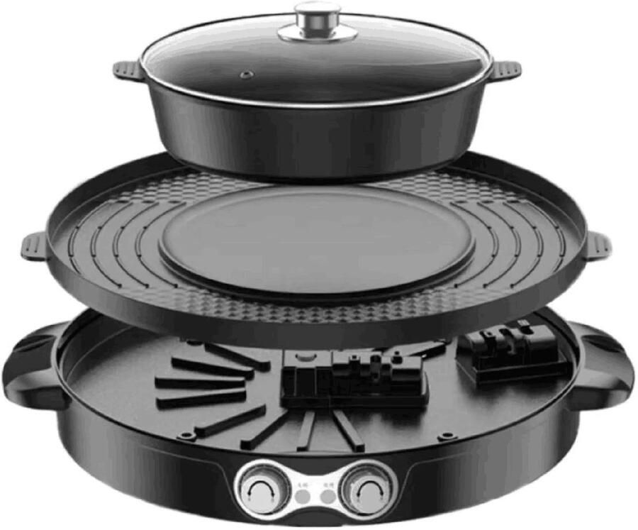 Lifero Hotpot & Grill Kookpot met Grillplaat 2200W Koreaanse BBQ Elektrisch 2-1 Gourmetstel en Fonduepan Anti Aanbaklaag