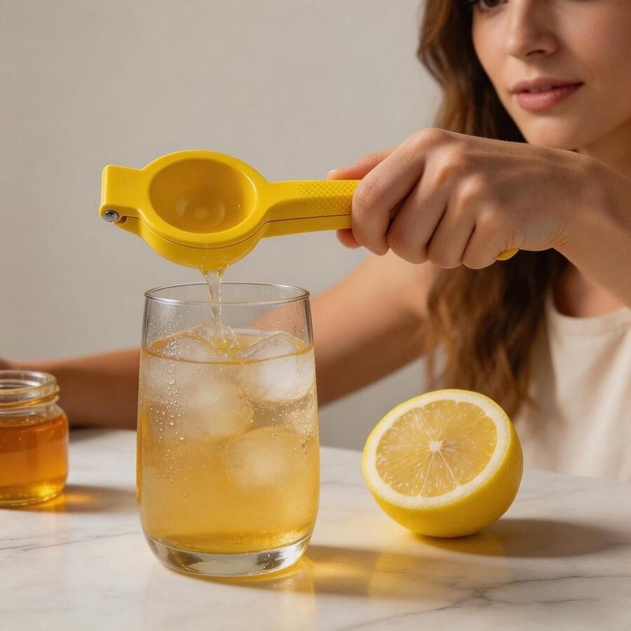 Limoenpers Citruspers Handpers Sap Extraheren Ergonomisch Ontwerp 8 x 8 x 8 cm Lichtgeel