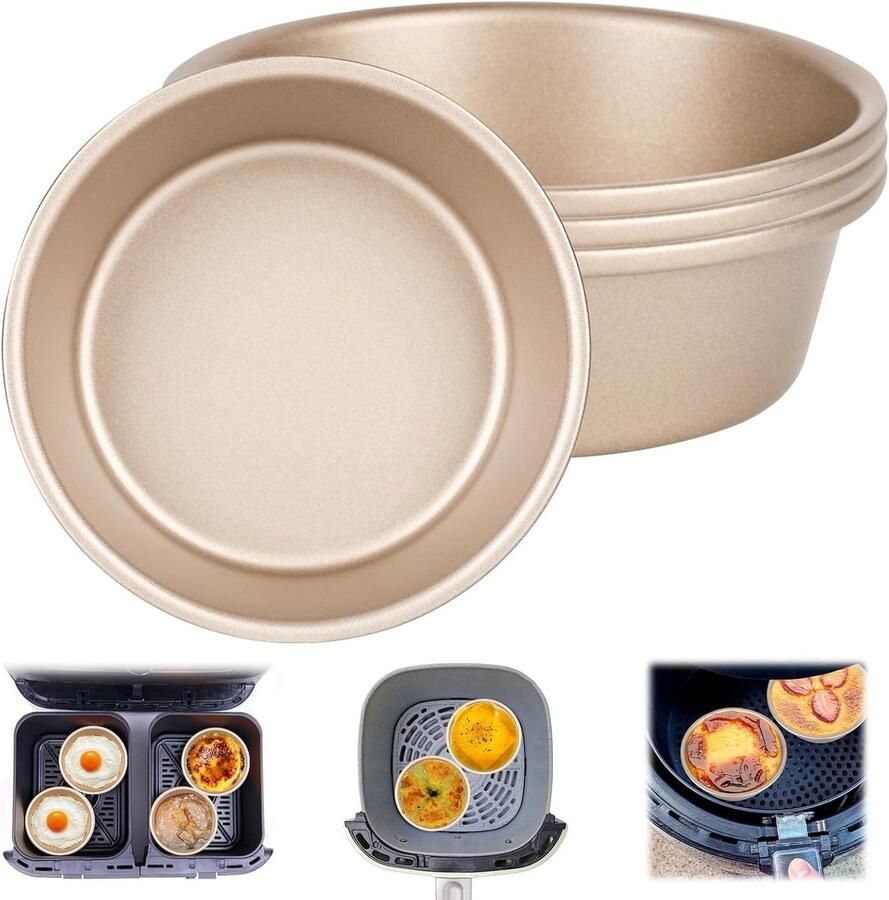 LISM-4 cakevormen Geschikt voor de airfryer eiervormen van 11 cm Geschikt voor de airfryer muffinvormen Geschikt voor de airfryer accessoires herbruikbaar