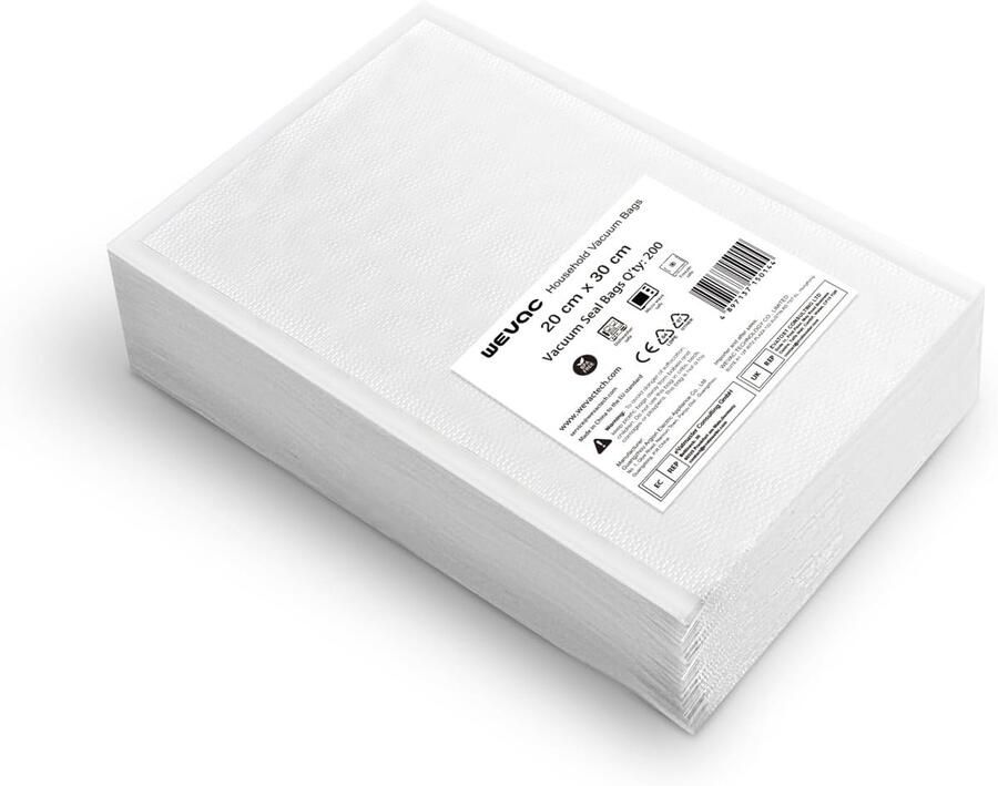 Lite Vacuümzakken 20 x 30 200 zakken vacuümzakken voor levensmiddelen sous-vide zakken geschikt voor alle folielasapparaten BPA-vrij geweldig voor vacuümopslag en sous-vide-koken