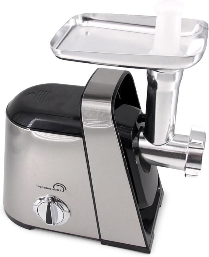 LITTLE BALANCE 8700 Easy Burger Inox elektrische vleesmolen met schuiver 3 maalplaten roestvrij staal worst- en kebbeset tot 2 3 kg vlees minuut 600 W zwart