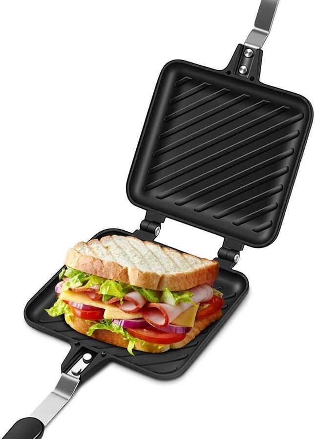 Dailygoods Hot Sandwich Maker en Anti-aanbak Pan voor Panini's en Ontbijt