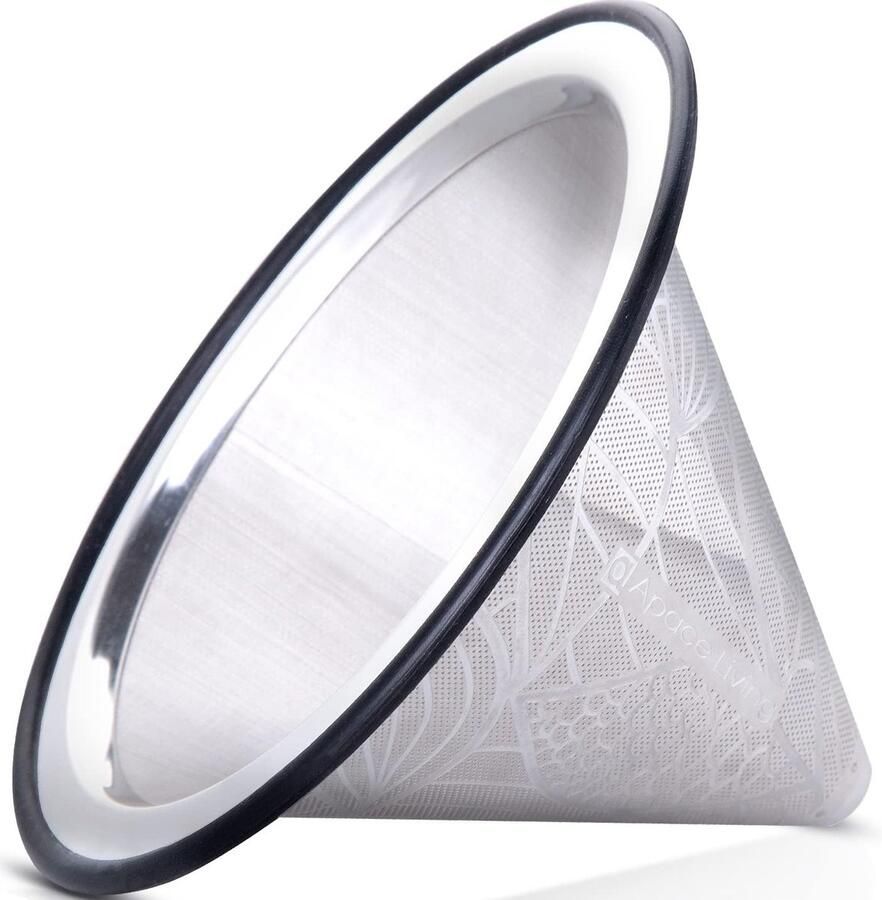 Living Koffie Druppelaar – Brede Metalen Basis Herbruikbaar Roestvrijstalen Koffiefilter – Perfect voor Chemex Bodum & Andere Koffiezetters – Papierloos Filter voor Duurzaam Koffiezetten
