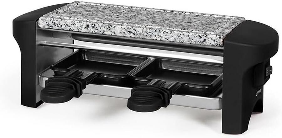 LIVOO Raclette-apparaat voor 2 personen DOC156N Afneembare granieten steengrill Anti-aanbaklaag 350 Watt Wit