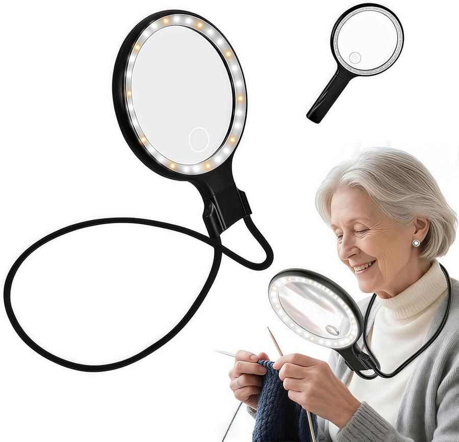 Loep met licht leesloep met licht voor senioren grote leesloep vergrootglas handsfree leesondersteuning met 12x lens 3 lichtmodi