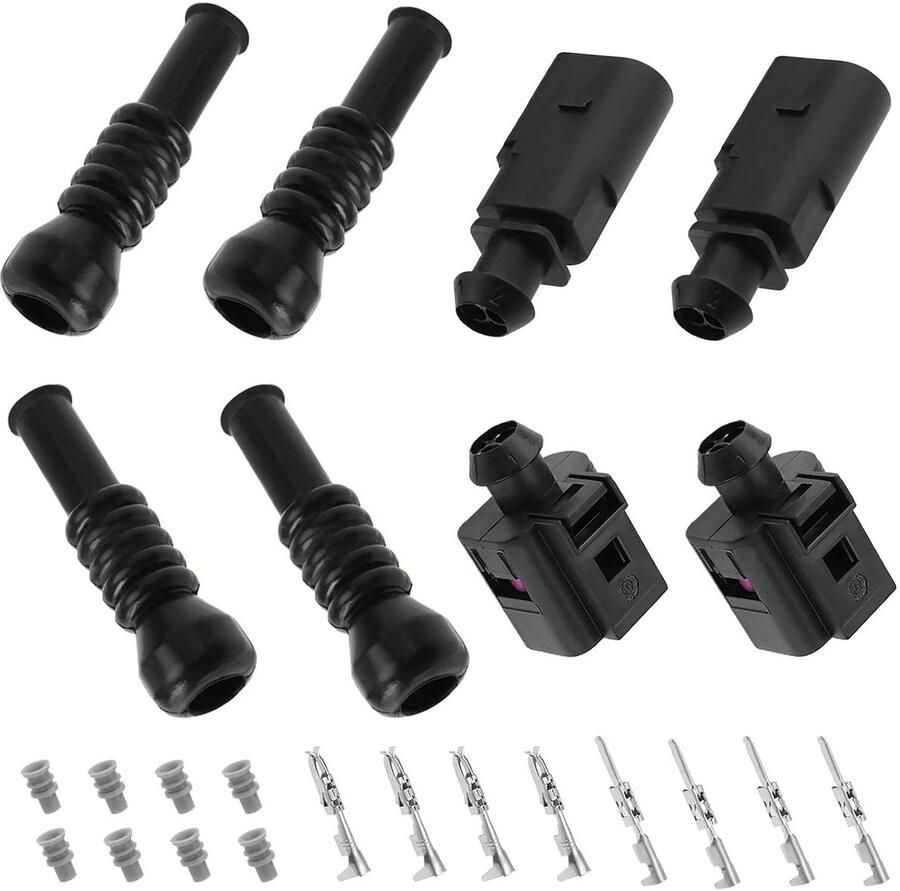 Lord of The Tools 2 Sets 2-polige mannelijke boeksenstecker met klemmen en dichtungen sensor-stekkerset 1J0973702 1J0973802 6N0906102 waterdicht reparatieset